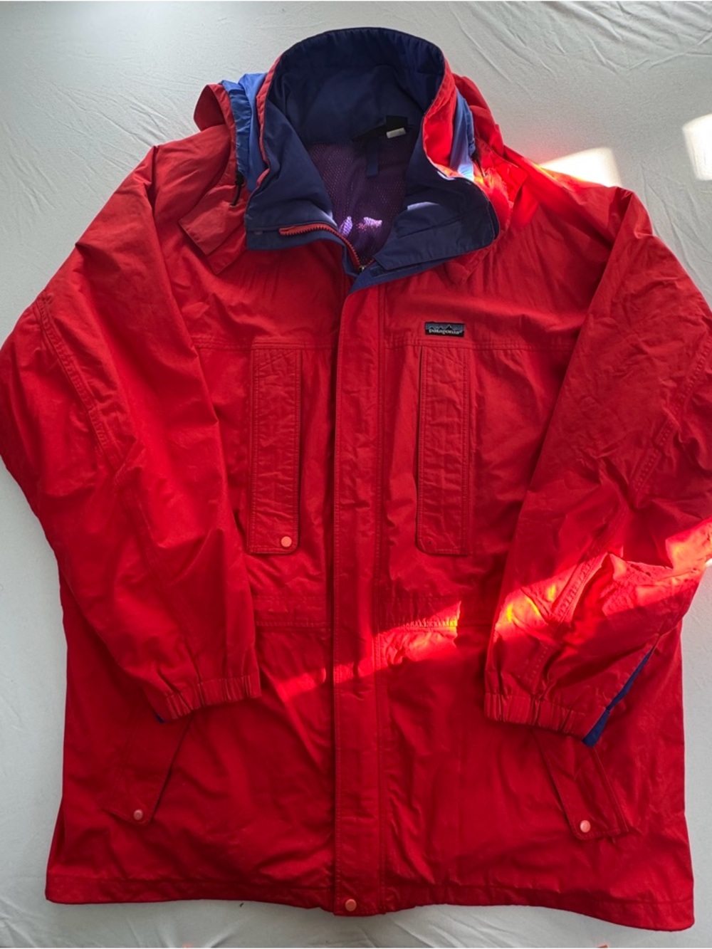 Vintage Patagonia Red Hooded Jacket XXL Mens Windbreaker Rain Coat